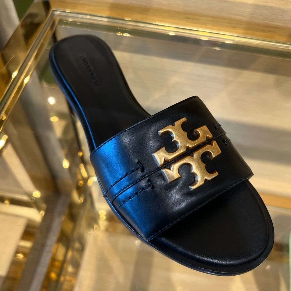 Tory Burch Every Leather Slide, Perfect Black - Picture 1 of 2